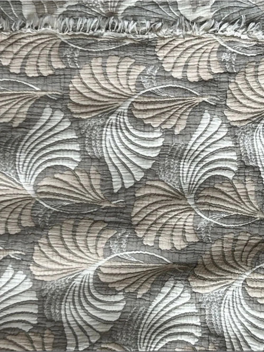 Greige Palms Quilted Woven Bedspread Luxury Blanket Woven Turkish Cotton Queen